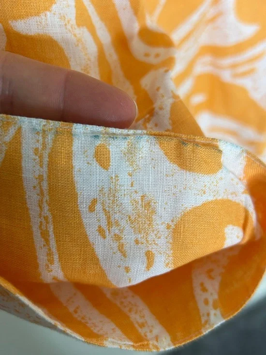 CHICO’S 100% Linen Orange White 3/4 Sleeve Button Front Blouse Size 2 US 12 - Picture 11 of 13